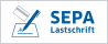 Zahlung per SEPA-Lastschrift für Sedumprodukte Logo der SEPA-Lastschrift mit einem Symbol eines Stifts auf Papier und dem Text „SEPA Lastschrift“ – Hinweis auf die Möglichkeit, Sedumpflanzen und Zubehör bequem per Lastschrift zu bezahlen.